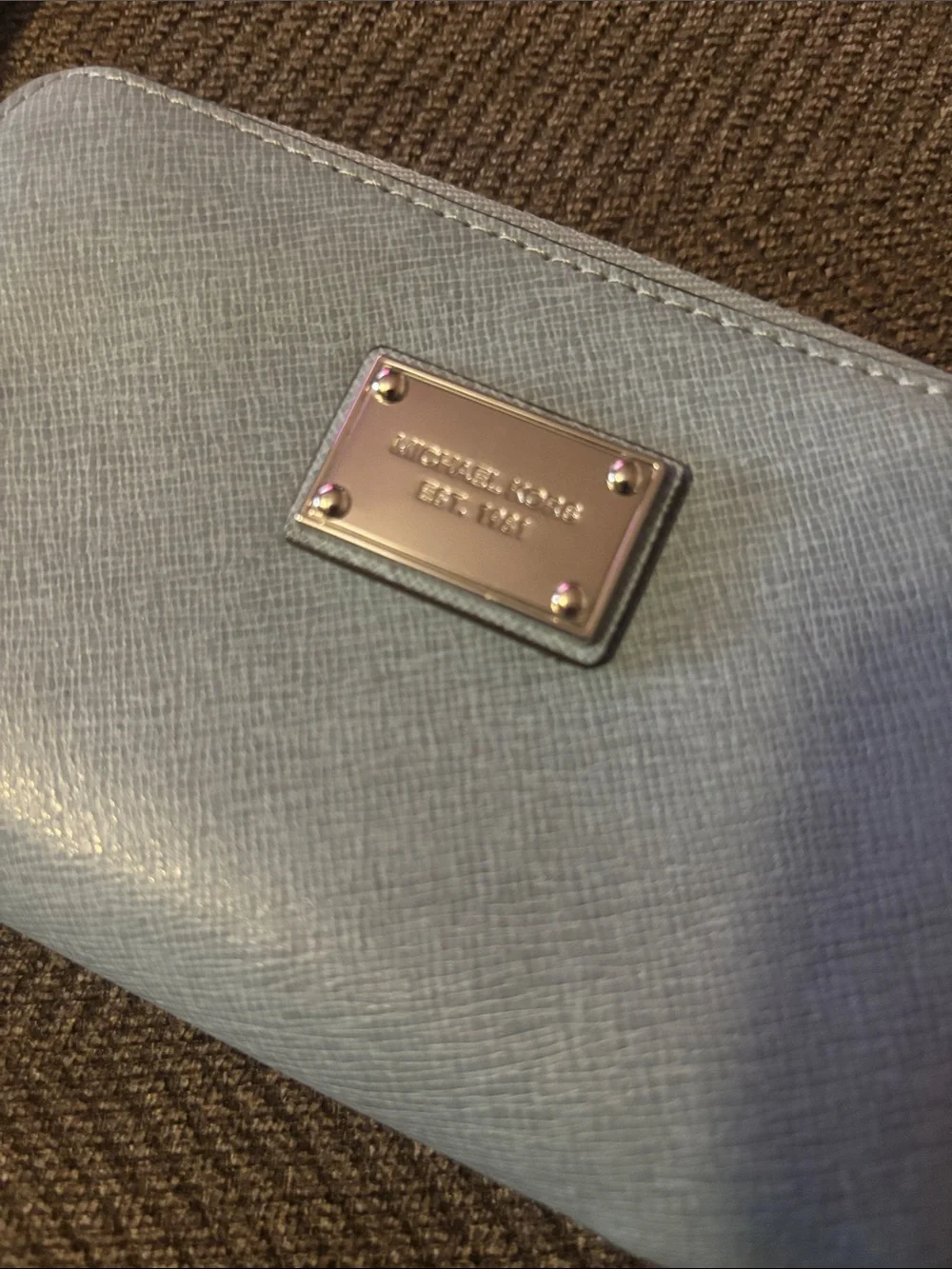 Michael kors Light Blue Zip Wristlet Wallet euc